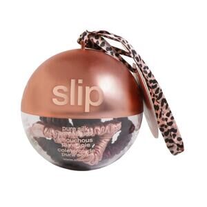 Slip® Pure Mulberry Silk Scrunchies Set of 4 Rose Gold Black Plum Rose Leopard